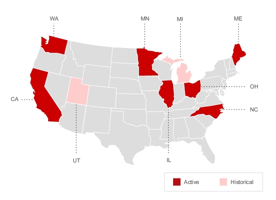 the map of participating states