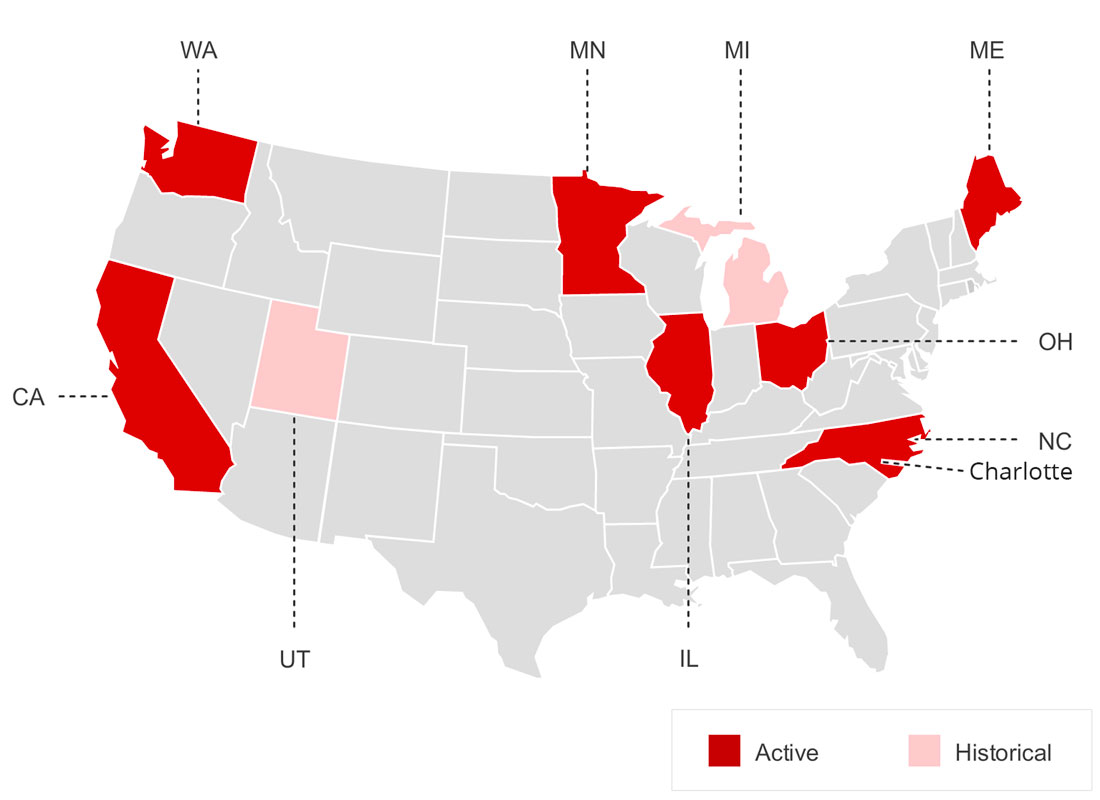 the map of participating states